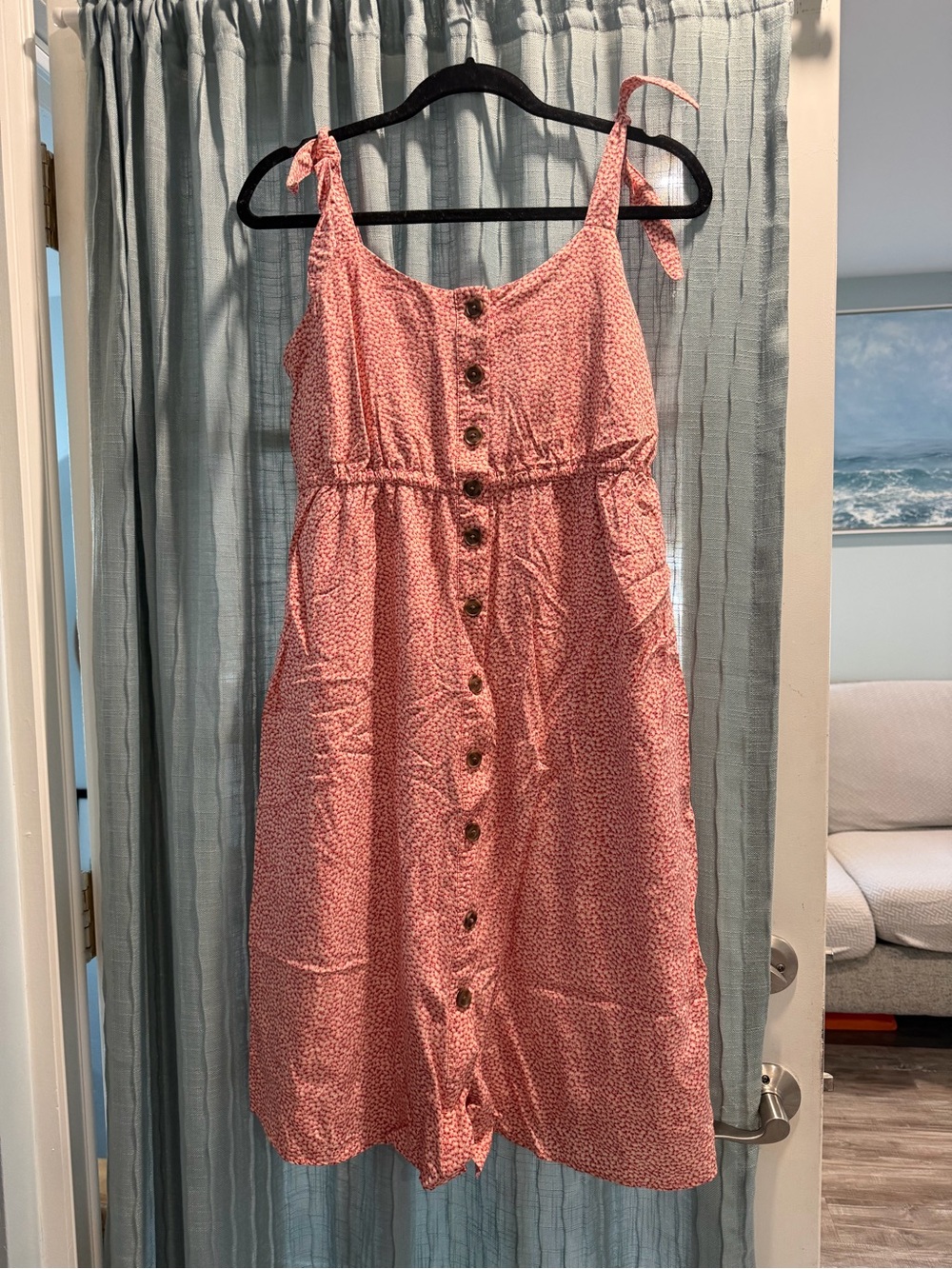 GAP Maternity Coral Pink Button-Front Midi Dress